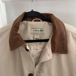 Vintage 1990’s L.L. Bean Cream Canvas Chore Coat with Animal Interupt